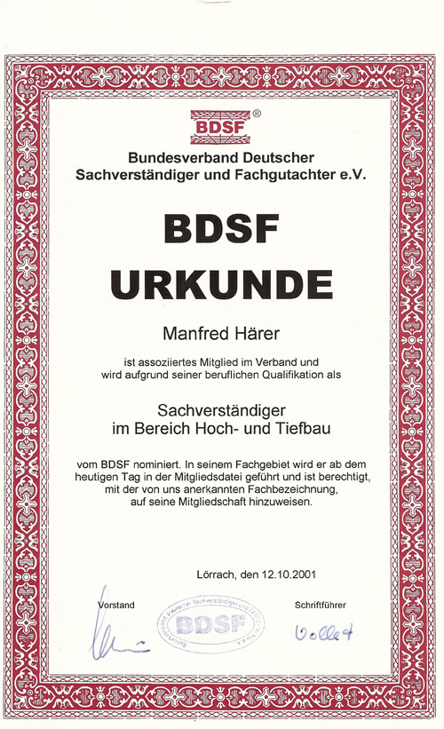 Sachverständiger Hoch- Tiefbau