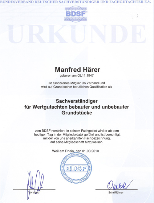 Sachverstndiger fr Wertgutachten