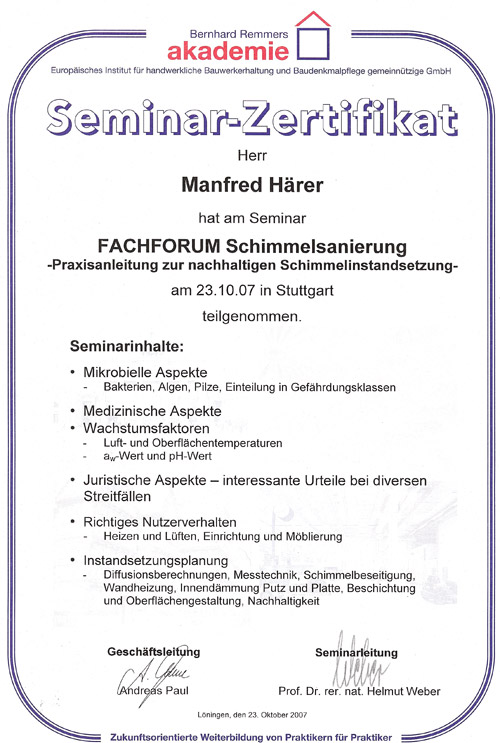 Schimmelsanierung Praxis